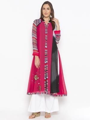 Pink embroidered georgette salwar 1