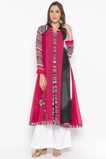Pink embroidered georgette salwar