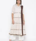 Cream embroidered cotton salwar