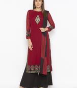 Maroon embroidered georgette salwar