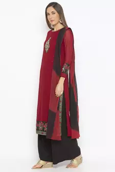 Maroon embroidered georgette salwar