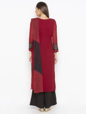 Maroon embroidered georgette salwar 3