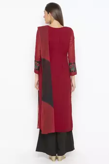 Maroon embroidered georgette salwar