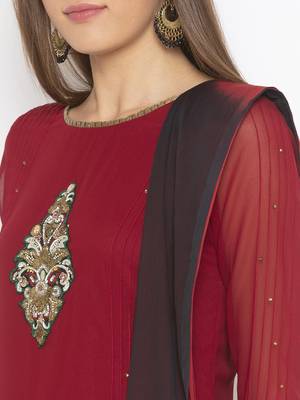 Maroon embroidered georgette salwar 4