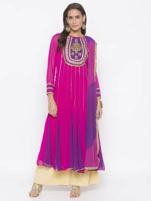 Pink embroidered georgette salwar 1