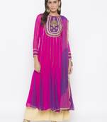 Pink embroidered georgette salwar