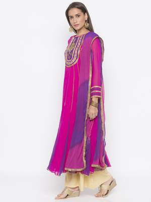 Pink embroidered georgette salwar 2