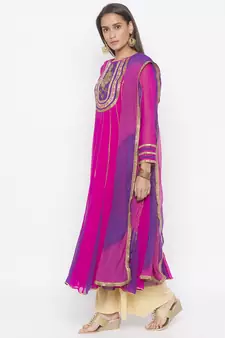 Pink embroidered georgette salwar