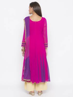 Pink embroidered georgette salwar 3