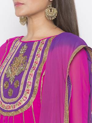 Pink embroidered georgette salwar 4