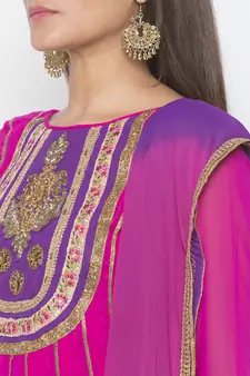 Pink embroidered georgette salwar