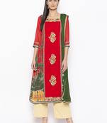 Red embroidered georgette salwar