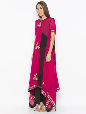 Pink embroidered georgette salwar 2