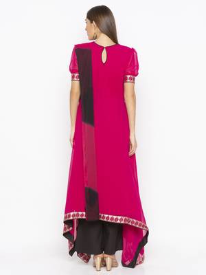 Pink embroidered georgette salwar 3