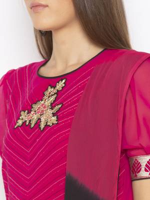 Pink embroidered georgette salwar 4