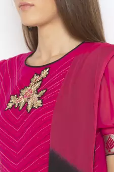 Pink embroidered georgette salwar