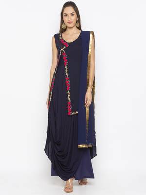 Dark-navy-blue embroidered cotton salwar 1