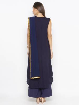 Dark-navy-blue embroidered cotton salwar 3