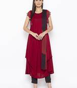 Maroon embroidered cotton salwar