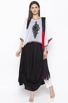 Black embroidered cotton salwar