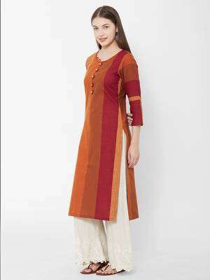 Os by Fourbuttons Women's Cotton Orange Kurta 2