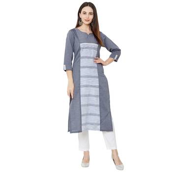 Os by Fourbuttons Women's Cotton Grey Kurta 1