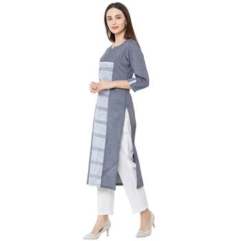 Os by Fourbuttons Women's Cotton Grey Kurta 3