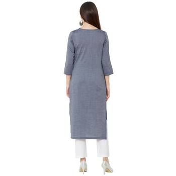 Os by Fourbuttons Women's Cotton Grey Kurta 4