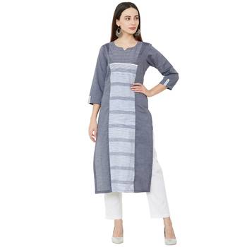 Os by Fourbuttons Women's Cotton Grey Kurta 5