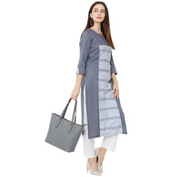 Os by Fourbuttons Women's Cotton Grey Kurta 6