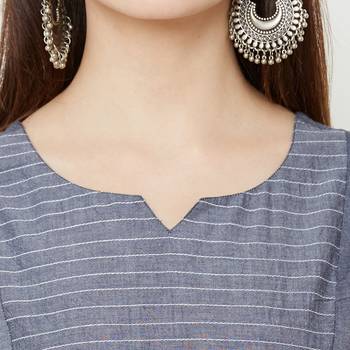 Os by Fourbuttons Women's Cotton Grey Kurta 7