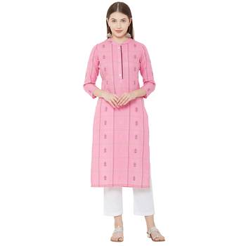 Os by Fourbuttons Women's Cotton Pink Kurta 1