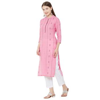 Os by Fourbuttons Women's Cotton Pink Kurta 2