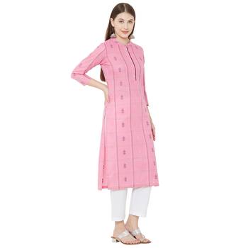Os by Fourbuttons Women's Cotton Pink Kurta 3
