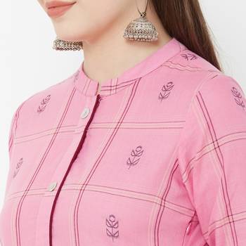 Os by Fourbuttons Women's Cotton Pink Kurta 6