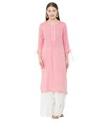 Os by Fourbuttons Women's Tencel Pink Kurta