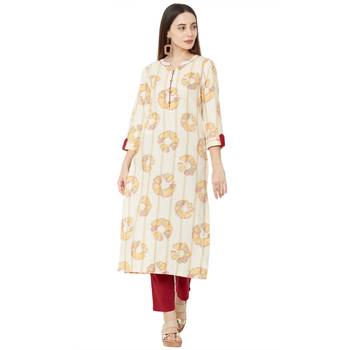 Os by Fourbuttons Women's Cotton Peach Kurta 1