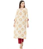 Os by Fourbuttons Women's Cotton Peach Kurta