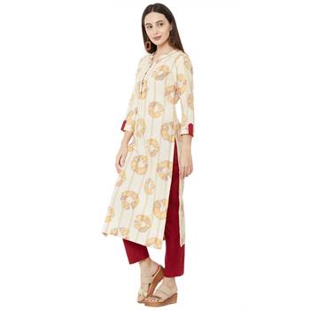 Os by Fourbuttons Women's Cotton Peach Kurta 2