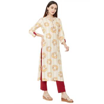 Os by Fourbuttons Women's Cotton Peach Kurta 3