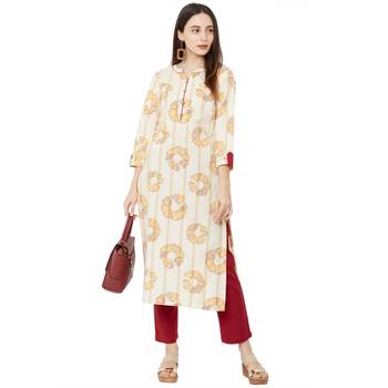 Os by Fourbuttons Women's Cotton Peach Kurta 6