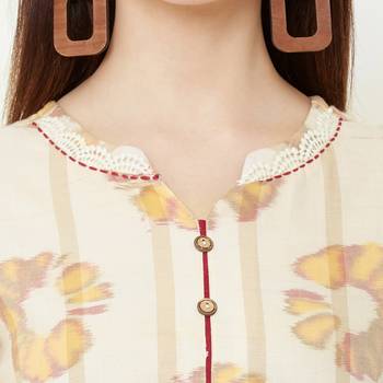 Os by Fourbuttons Women's Cotton Peach Kurta 7