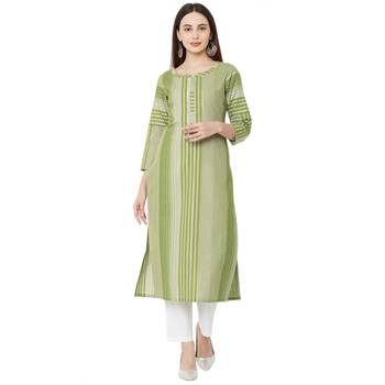 Os by Fourbuttons Women's Cotton Green Kurta 1