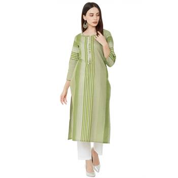 Os by Fourbuttons Women's Cotton Green Kurta 5