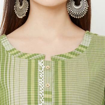 Os by Fourbuttons Women's Cotton Green Kurta 7