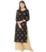 Os by Fourbuttons Women's Poly Crepe Black Kurta