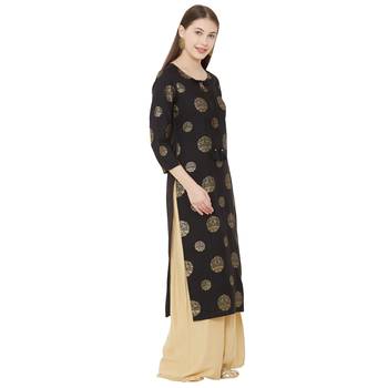 Os by Fourbuttons Women's Poly Crepe Black Kurta 2