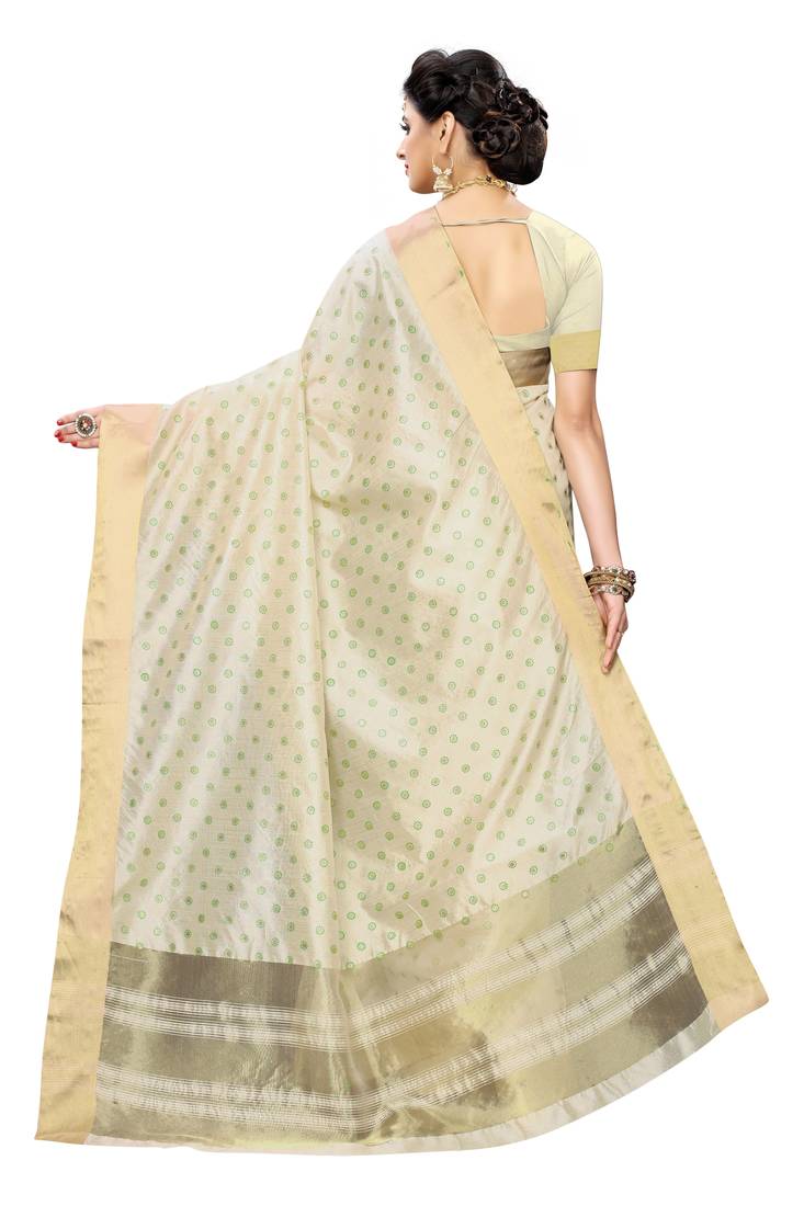 Heavy Zari Block Print with Broad Zari weaving Border Patta SAREE