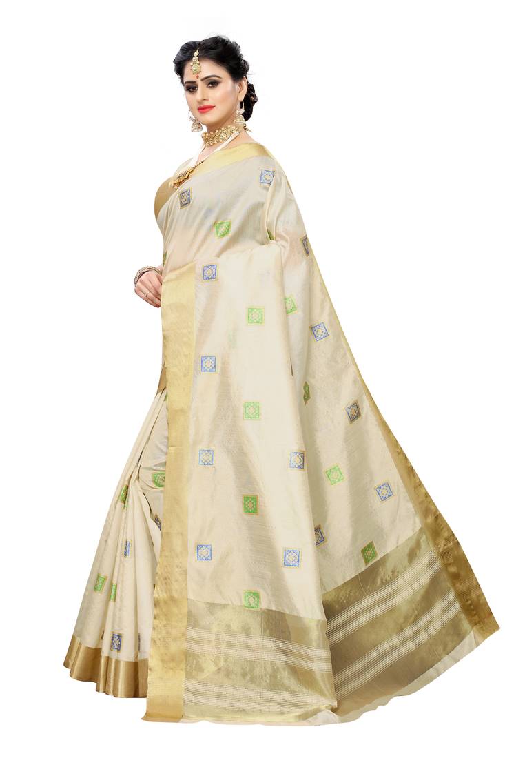 Heavy Zari Block Print with Broad Zari weaving Border Patta SAREE
