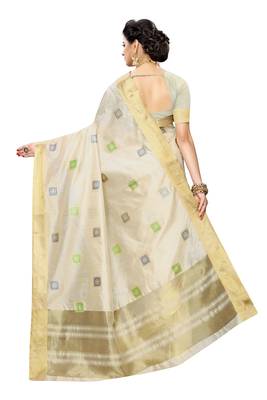 Heavy Zari Block Print with Broad Zari weaving Border Patta SAREE 3